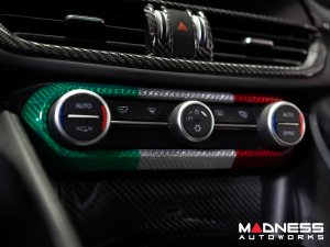 Alfa Romeo Giulia Air Conditioning Dash Bezel - Carbon Fiber - Italian Theme - Pre '20 - Feroce Carbon 